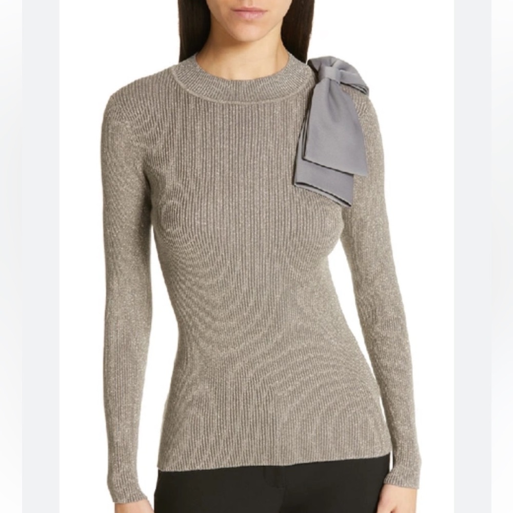 Ted Baker saaydie Bow Trim Metallic Sweater
